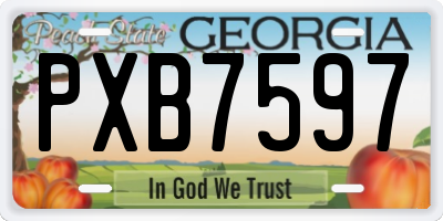 GA license plate PXB7597