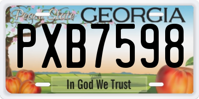 GA license plate PXB7598