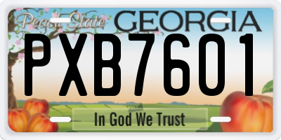 GA license plate PXB7601