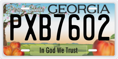 GA license plate PXB7602