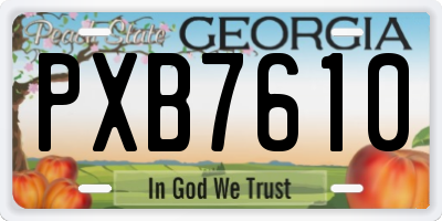 GA license plate PXB7610