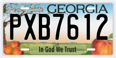 GA license plate PXB7612