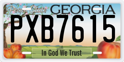 GA license plate PXB7615