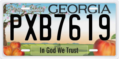 GA license plate PXB7619