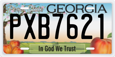 GA license plate PXB7621