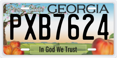 GA license plate PXB7624