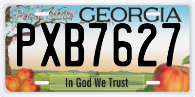 GA license plate PXB7627