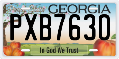 GA license plate PXB7630