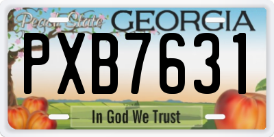 GA license plate PXB7631