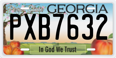 GA license plate PXB7632