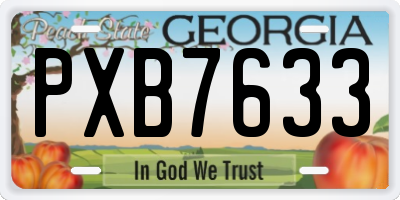 GA license plate PXB7633