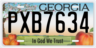 GA license plate PXB7634