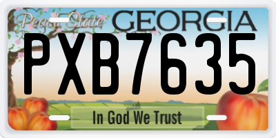 GA license plate PXB7635