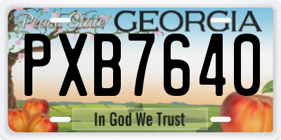 GA license plate PXB7640