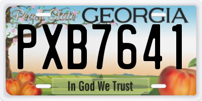 GA license plate PXB7641