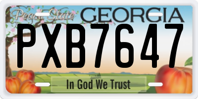 GA license plate PXB7647