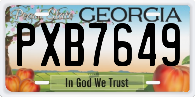 GA license plate PXB7649