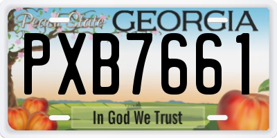 GA license plate PXB7661