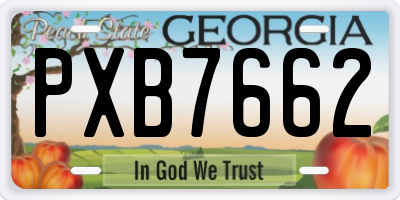GA license plate PXB7662