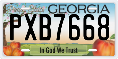 GA license plate PXB7668
