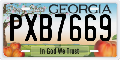 GA license plate PXB7669