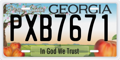 GA license plate PXB7671
