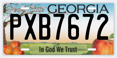 GA license plate PXB7672