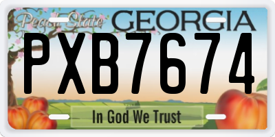 GA license plate PXB7674
