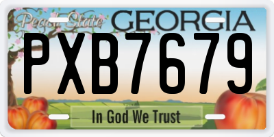 GA license plate PXB7679