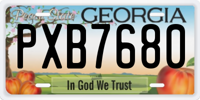 GA license plate PXB7680