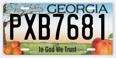 GA license plate PXB7681