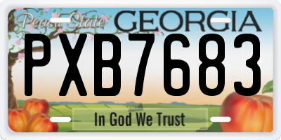 GA license plate PXB7683
