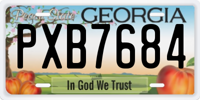 GA license plate PXB7684