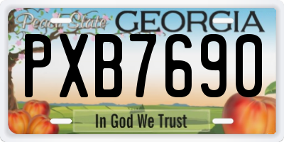 GA license plate PXB7690