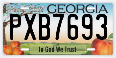 GA license plate PXB7693