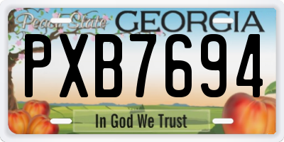 GA license plate PXB7694