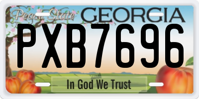 GA license plate PXB7696