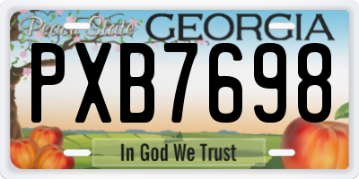 GA license plate PXB7698