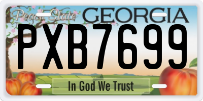 GA license plate PXB7699