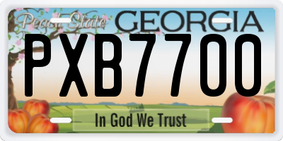 GA license plate PXB7700