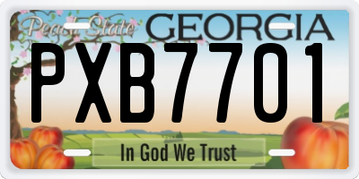 GA license plate PXB7701