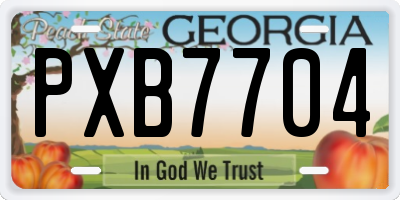 GA license plate PXB7704