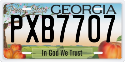 GA license plate PXB7707