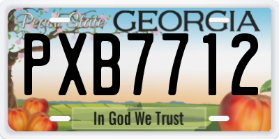 GA license plate PXB7712