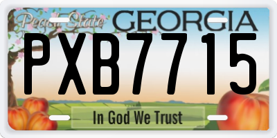GA license plate PXB7715