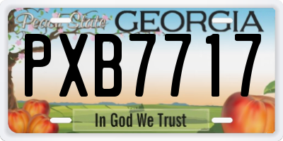GA license plate PXB7717