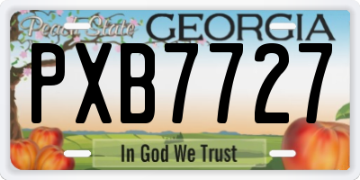 GA license plate PXB7727