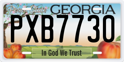 GA license plate PXB7730