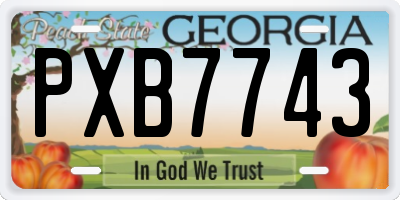 GA license plate PXB7743