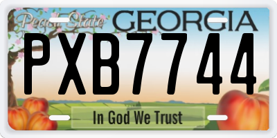GA license plate PXB7744